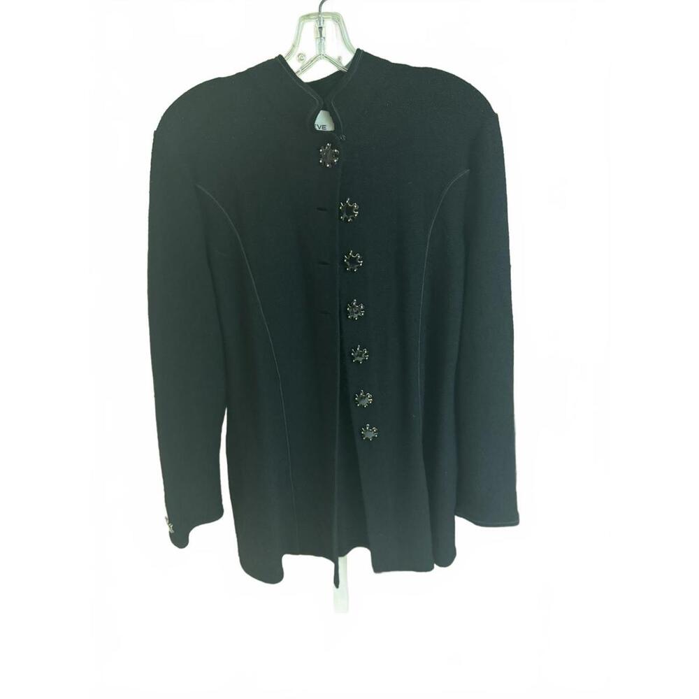 Vintage Steve Fabrikant Elegant Black Wool Blend Coat - Medium